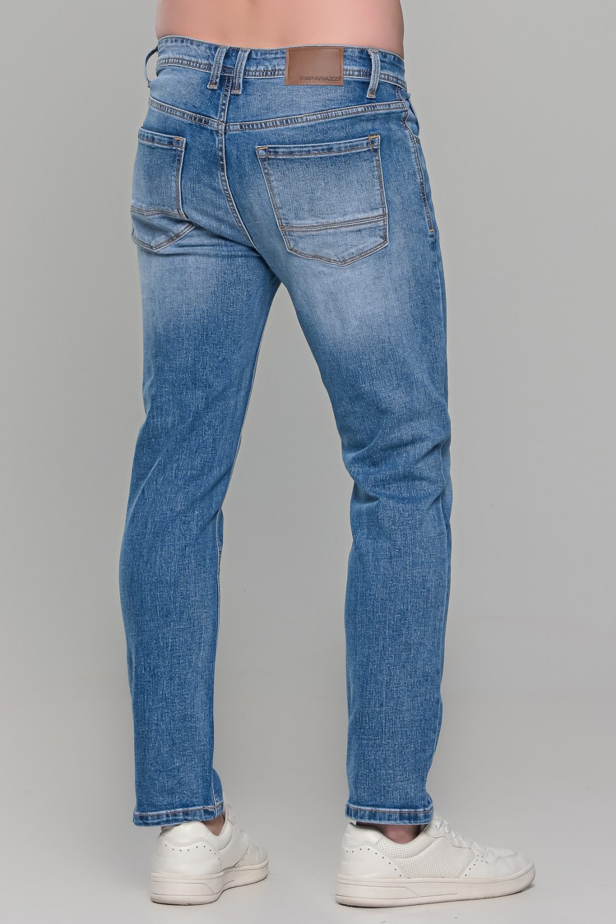 Ανδρικό καλοκαιρινό τζιν Paparazzi σε μπλε χρώμα με ελαφρύ ξέβαμμα – Slim fit - Image 5