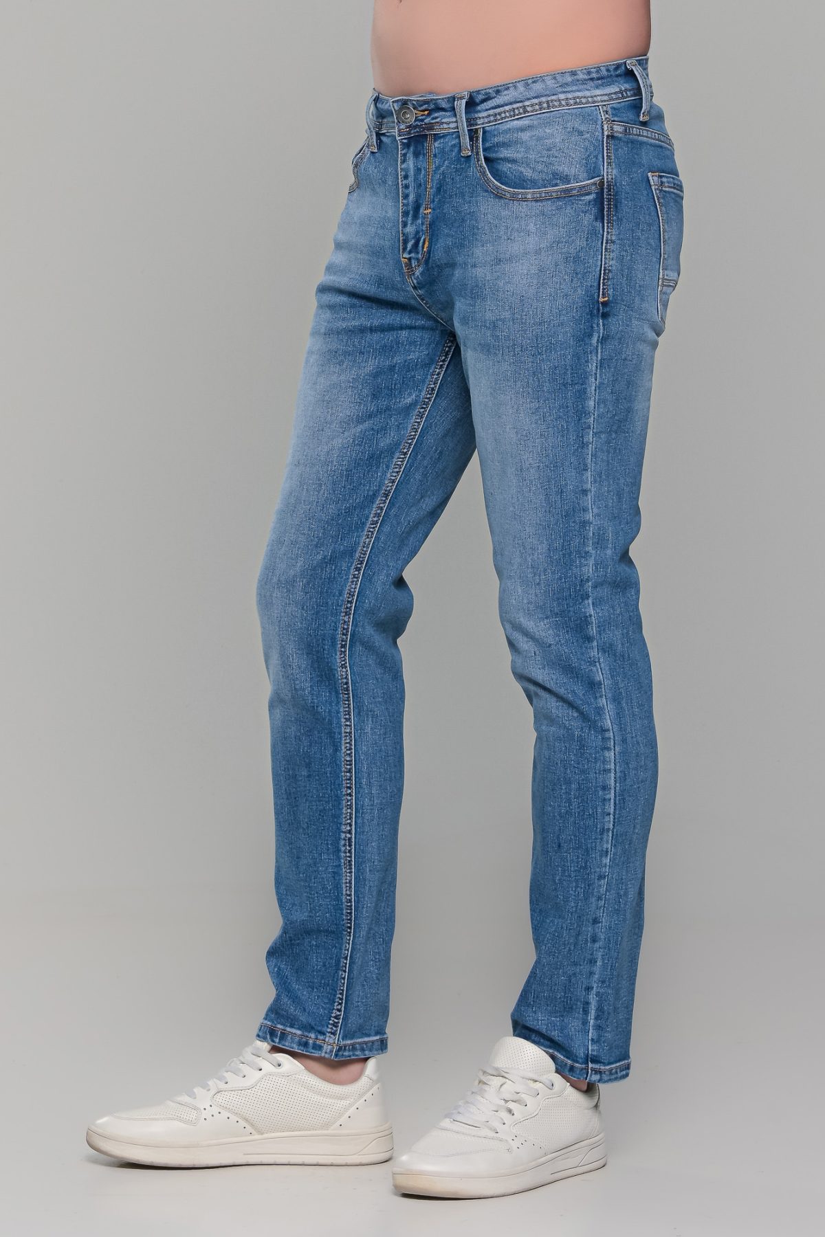 Ανδρικό καλοκαιρινό τζιν Paparazzi σε μπλε χρώμα με ελαφρύ ξέβαμμα – Slim fit - Image 3