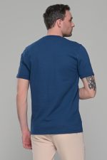 Μπλε ανδρικό κοντομάνικο t-shirt με σχέδιο στην ύφανση και διακριτική στάμπα– regular fit - Image 8