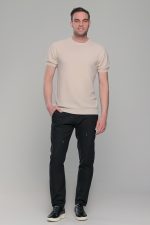 Μαύρο υφασμάτινο ανδρικό παντελόνι με λάστιχο τύπου κοστουμιού καλοκαιρινό– Slim fit - Image 8