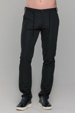 Μαύρο υφασμάτινο ανδρικό παντελόνι με λάστιχο τύπου κοστουμιού καλοκαιρινό– Slim fit