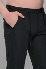 Μαύρο υφασμάτινο ανδρικό παντελόνι με λάστιχο τύπου κοστουμιού καλοκαιρινό– Slim fit - Image 2