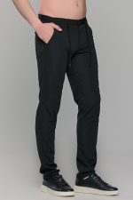 Μαύρο υφασμάτινο ανδρικό παντελόνι με λάστιχο τύπου κοστουμιού καλοκαιρινό– Slim fit - Image 4