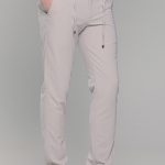 Μπεζ υφασμάτινο ανδρικό παντελόνι με λάστιχο τύπου κοστουμιού καλοκαιρινό– Slim fit