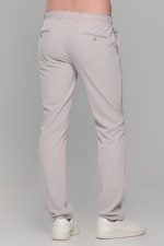 Μπεζ υφασμάτινο ανδρικό παντελόνι με λάστιχο τύπου κοστουμιού καλοκαιρινό– Slim fit - Image 5