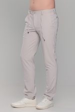 Μπεζ υφασμάτινο ανδρικό παντελόνι με λάστιχο τύπου κοστουμιού καλοκαιρινό– Slim fit - Image 4