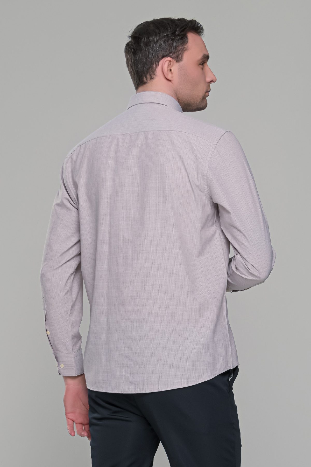 Μπεζ πουκάμισο με καρό μικροσχέδιο PAPARAZZI χωρίς Τσεπάκι - Classic Fit - Image 5