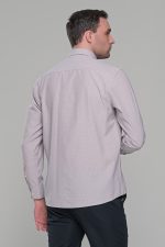 Μπεζ πουκάμισο με καρό μικροσχέδιο PAPARAZZI χωρίς Τσεπάκι - Classic Fit - Image 5