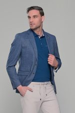Μπλε indigo ανδρικό σακάκι καλοκαιρινό AM- slim fit - Image 3