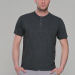 Ανθρακί κοντομάνικο ανδρικό t-shirt με πλεκτή ύφανση– regular fit