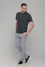 Ανθρακί κοντομάνικο ανδρικό t-shirt με πλεκτή ύφανση– regular fit - Image 4