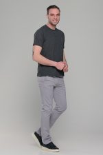 Ανθρακί κοντομάνικο ανδρικό t-shirt με πλεκτή ύφανση– regular fit - Image 6