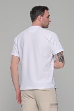 Λευκό κοντομάνικο ανδρικό t-shirt με πλεκτή ύφανση– regular fit - Image 8