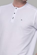 Λευκό κοντομάνικο ανδρικό t-shirt με πλεκτή ύφανση– regular fit - Image 2