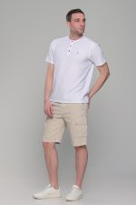 Λευκό κοντομάνικο ανδρικό t-shirt με πλεκτή ύφανση– regular fit - Image 7