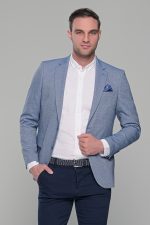 Μπλε σιελ ανδρικό σακάκι καλοκαιρινό AM- slim fit - Image 3