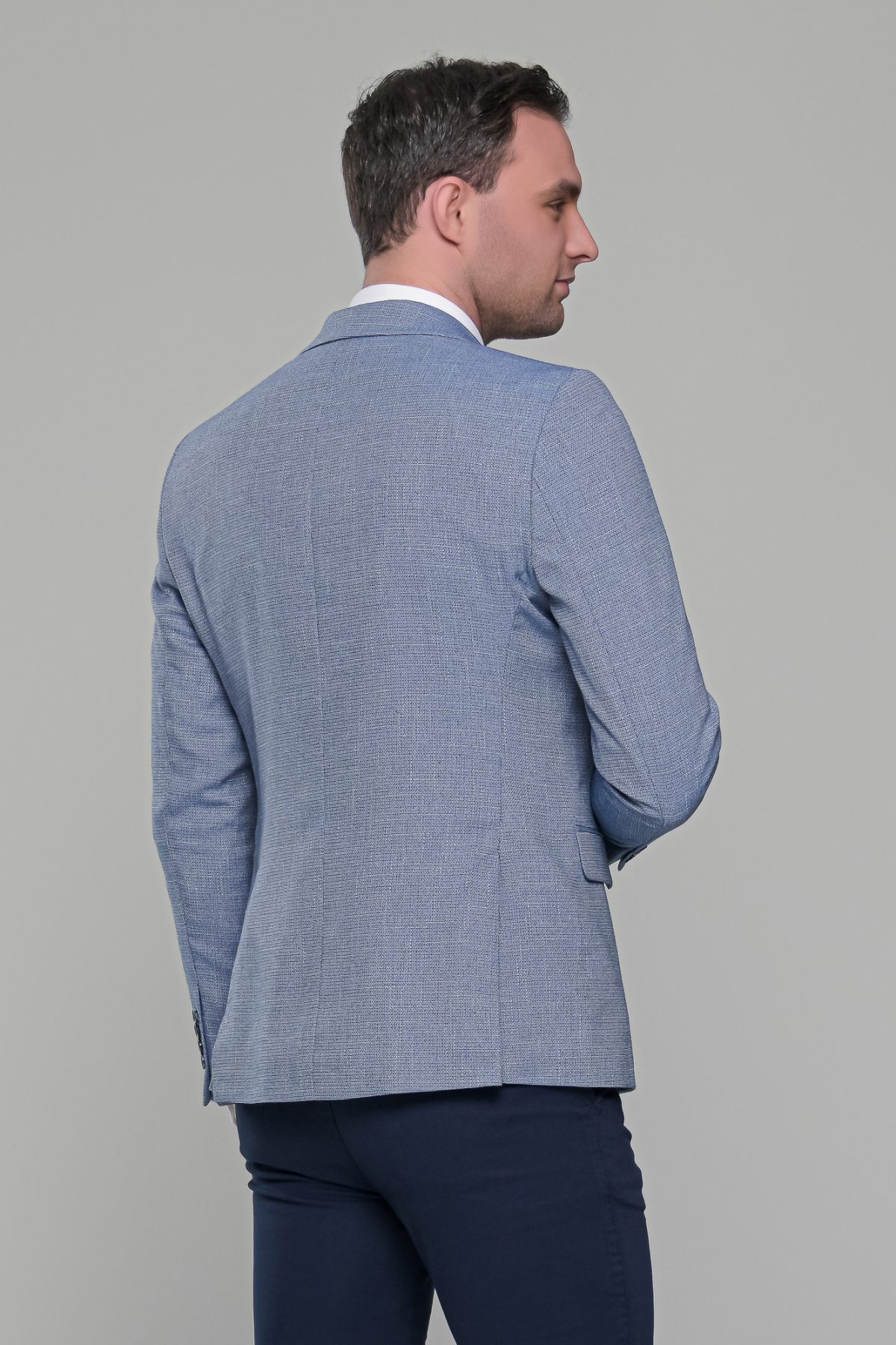 Μπλε σιελ ανδρικό σακάκι καλοκαιρινό AM- slim fit - Image 6