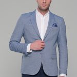 Μπλε σιελ ανδρικό σακάκι καλοκαιρινό AM- slim fit