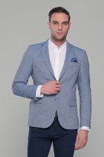 Μπλε σιελ ανδρικό σακάκι καλοκαιρινό AM- slim fit