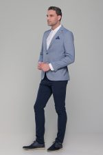 Μπλε σιελ ανδρικό σακάκι καλοκαιρινό AM- slim fit - Image 7