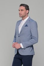 Μπλε σιελ ανδρικό σακάκι καλοκαιρινό AM- slim fit - Image 4