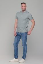 Ανδρικό καλοκαιρινό μπλε ανοιχτό τζιν Paparazzi με ελαφρύ ξέβαμμα – Slim fit - Image 7