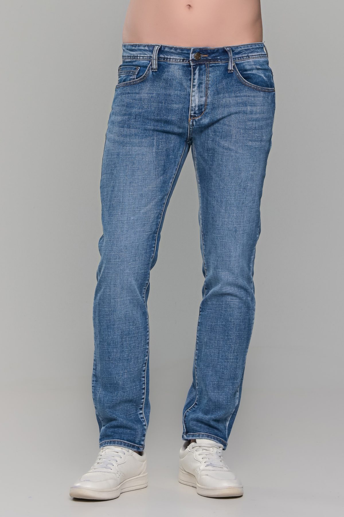 Ανδρικό καλοκαιρινό μπλε ανοιχτό τζιν Paparazzi με ελαφρύ ξέβαμμα – Slim fit - Image 3