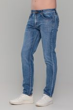 Ανδρικό καλοκαιρινό μπλε ανοιχτό τζιν Paparazzi με ελαφρύ ξέβαμμα – Slim fit - Image 4