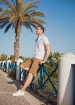 Ανδρικό λευκό μπλουζάκι MS με μάο γιακά και κοντό μανίκι – Slim Fit - Image 4