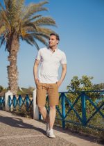 Ανδρικό λευκό μπλουζάκι MS με μάο γιακά και κοντό μανίκι – Slim Fit - Image 5