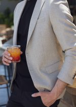 Μπεζ ανδρικό σακάκι καλοκαιρινό AM- slim fit - Image 3