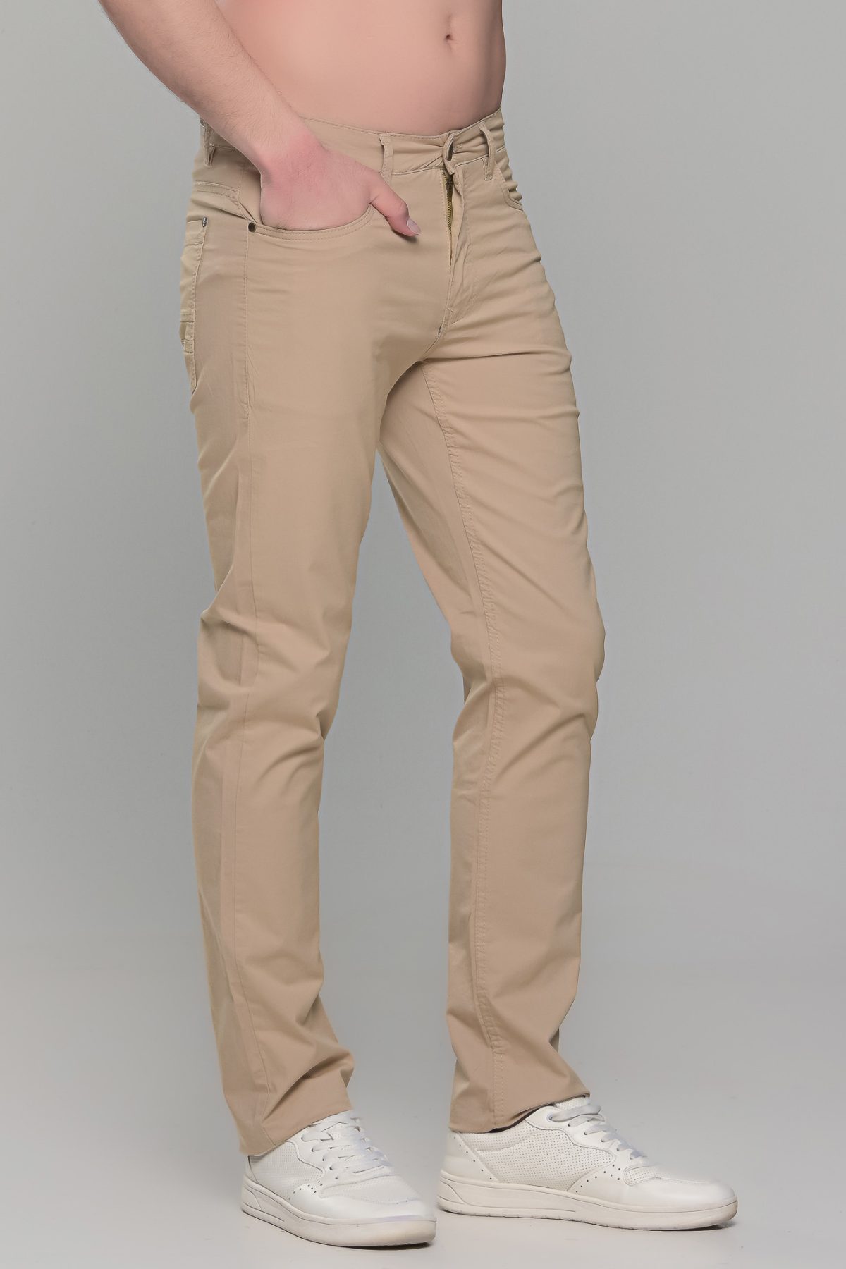 Καλοκαιρινό ανδρικό chino παντελόνι μπεζ - Slim fit - Image 3